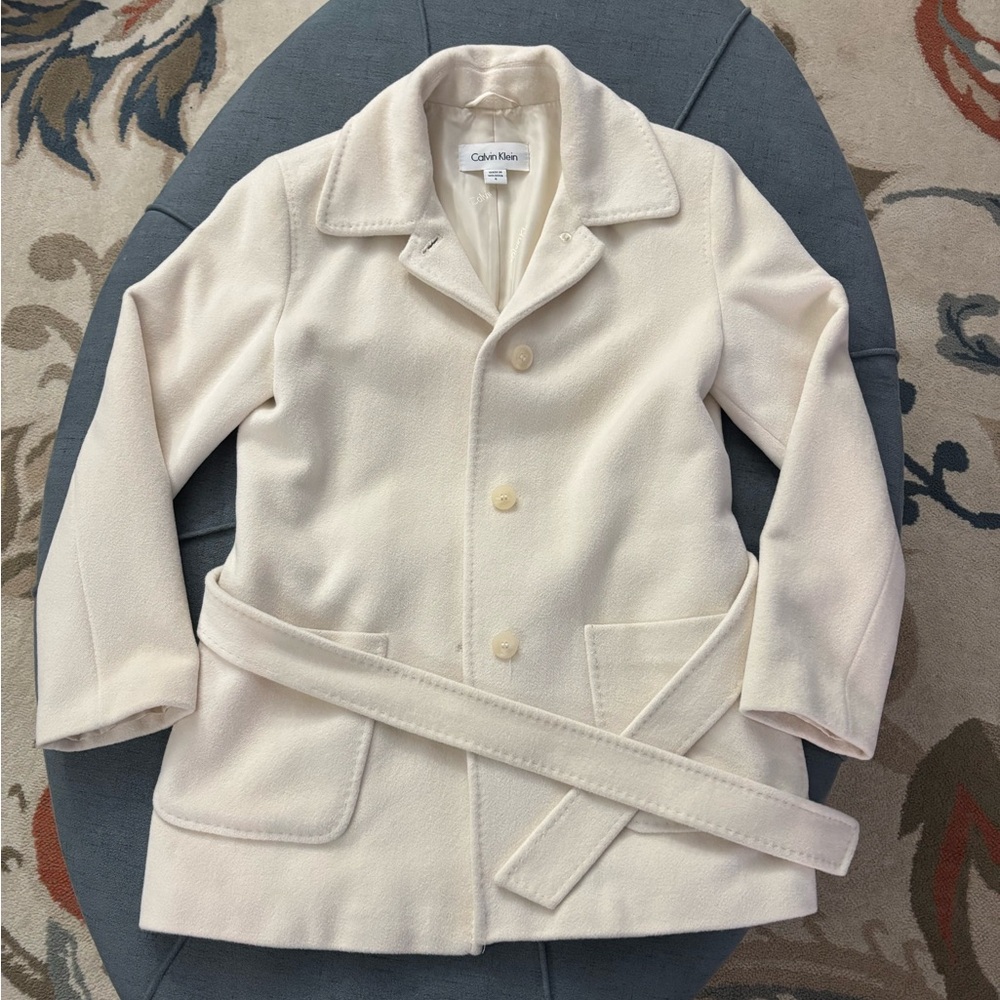 Angora wool Calvin Klein belted coat